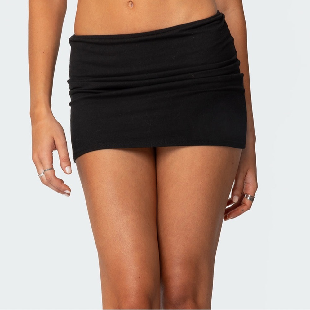 Edikted black low rise mini skirt